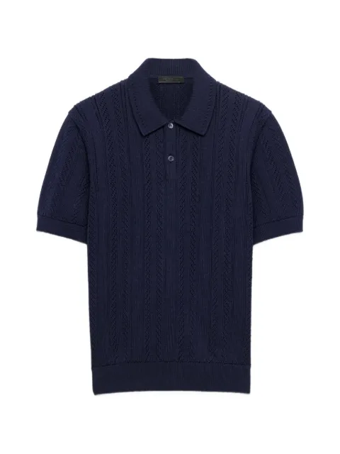 Prada short-sleeved openwork cotton polo shirt Blue UMF329SOOO193Q