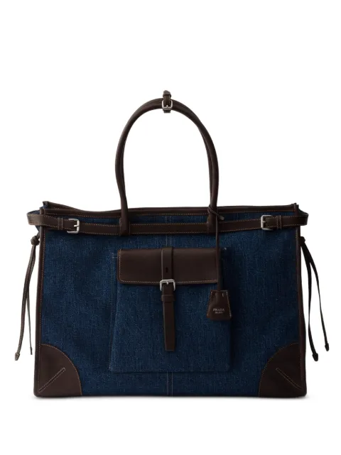 Prada Bonnie denim and leather tote bag Blue 2VG128VOTO2GCF