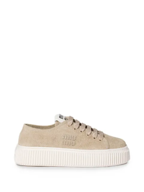 Miu Miu denim sneakers with logo Neutrals 5E389EFD005054