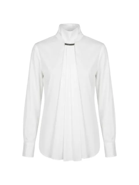 Brunello Cucinelli Monili-embellished pleated blouse White M0091B1G04C159