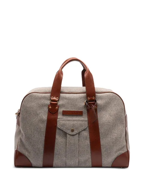 Brunello Cucinelli virgin wool alpaca and cashmere flannel street bag with grained calfskin inserts Grey MBPABU394CZV25