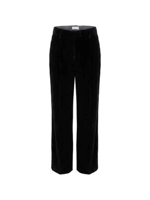 Brunello Cucinelli sparkling corduroy loose pleated trousers with Monili Black MG568P8884C101
