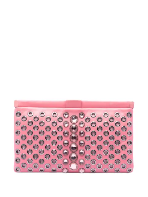 Miu Miu Pre-Owned 2010-2026 Nappa Grommet Crystal Embellished clutch bag Pink IC6MXHRZFG0L81OV