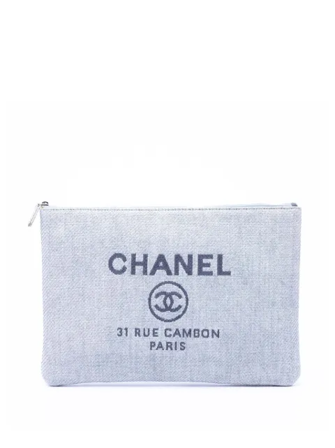 CHANEL Pre-Owned 2014 Large Canvas Deauville O Case clutch bag Blue AISGO3PSP0YTP4WW