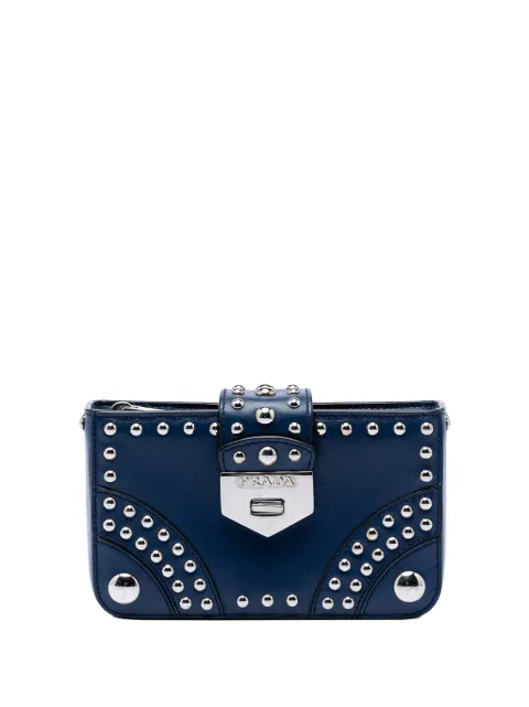 Prada Pre-Owned 2013-2026 City Calfskin Studded Elektra Turn Lock clutch bag Blue 9SO97V2COF4DRMQB