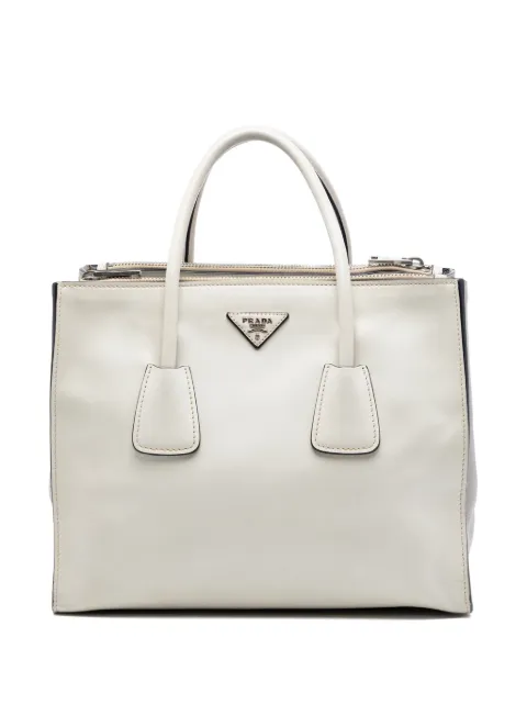 Prada Pre-Owned 2010-2026 Glace Calf Twin Pocket Double Handle satchel White 1ZRKHJHHSHUS78OA