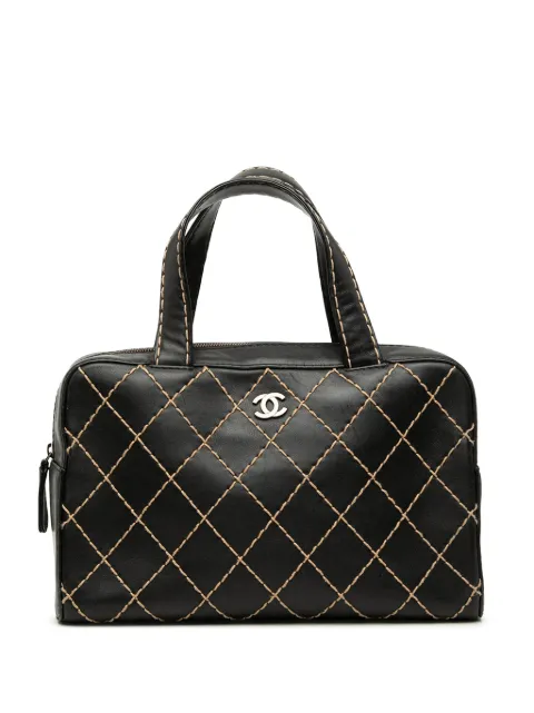CHANEL Pre-Owned 2000-2002 CC Lambskin Wild Stitch handbag Black YXW2X5QK80C9VYJ1