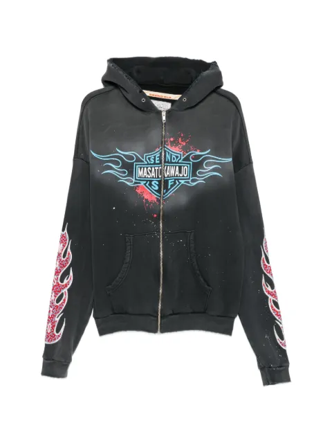 SECND SLF Masato Kawajo Firestorm zip-up cotton hoodie Black MASSHDBLK