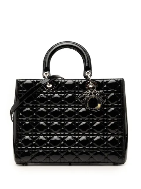 Christian Dior Pre-Owned 2012 Large Patent Cannage Lady Dior satchel Black 5ZO44AP02CV8WXPT