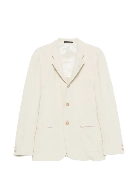 Emporio Armani crinkled-finish buttoned blazer Neutrals EM005609TE20598