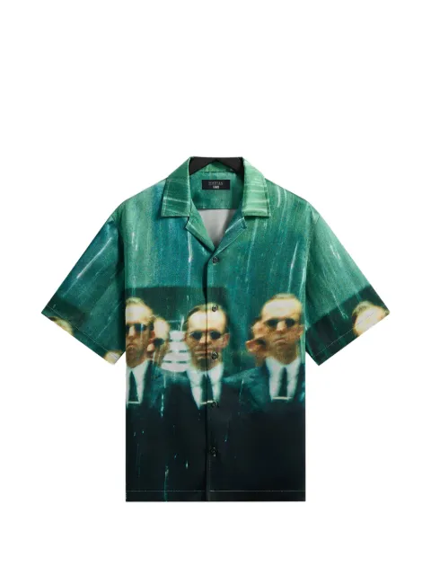 KITH x The Matrix camp-collar shirt Green KHM035224
