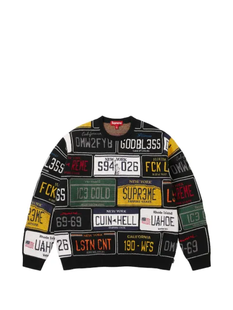 Supreme license-plate-print sweater Black SU27670