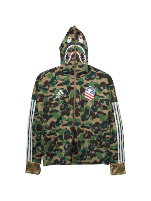 A BATHING APE® x Adidas camo-print hoodie Green BASBSHG