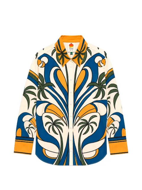 FARM Rio multicolor tropical graphic collared buttoned shirt Neutrals 356471