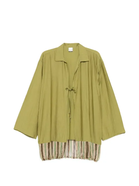 COTAZUR fringe-trim front-tie shirt Green CMC61131