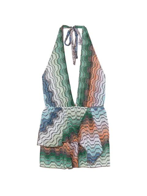 Missoni zigzag-knit ruffled mini dress Green MS26SQ24BR015D
