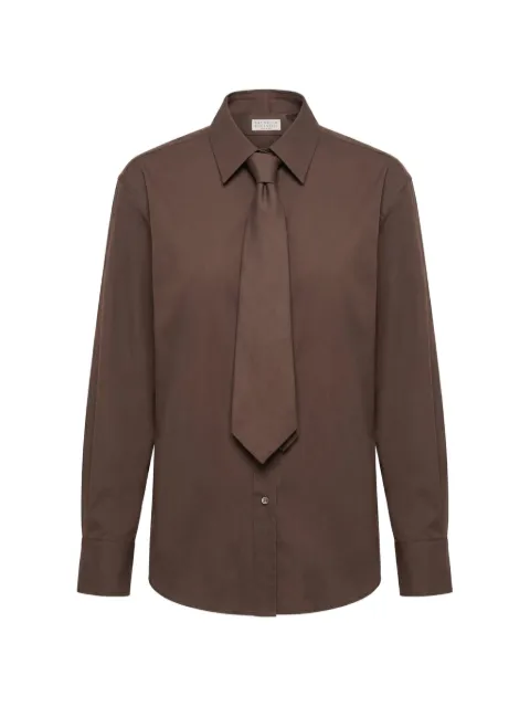 Brunello Cucinelli tie-detail cotton shirt Brown M0091M3A56C8705
