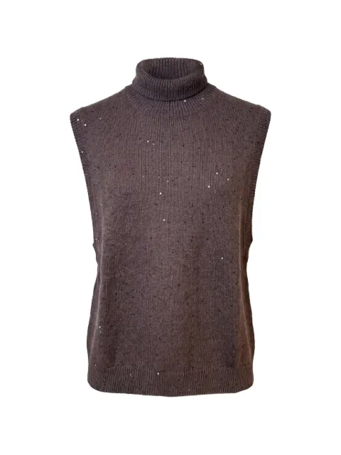 Brunello Cucinelli sequin-embellished roll-neck sweater Brown M73540804C4211