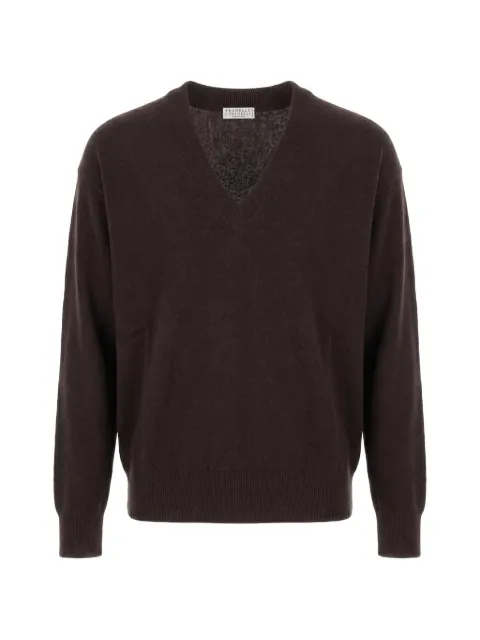 Brunello Cucinelli V-neck sweater Brown M12244412C9792