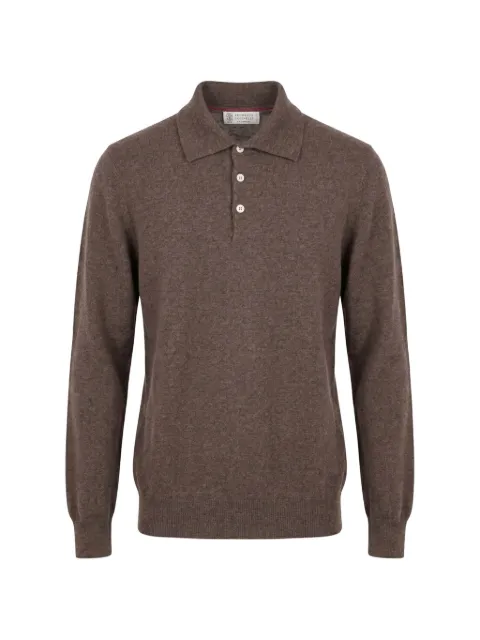 Brunello Cucinelli button-down cashmere polo shirt Brown M2200295CU766