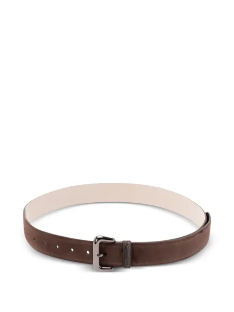 Brunello Cucinelli monili-embellished suede belt Brown M0DELC33IC9885