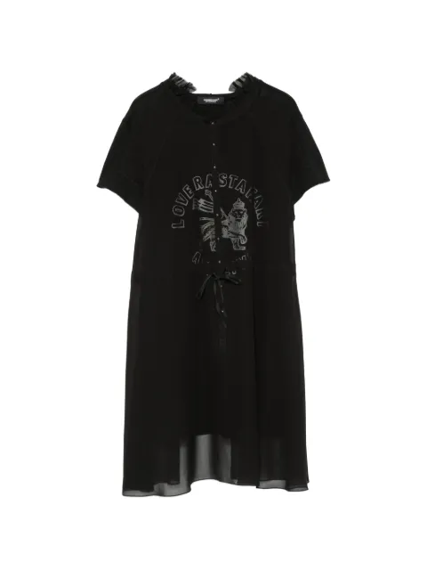 Undercover graphic-print ruffled mini dress Black UC1F8801