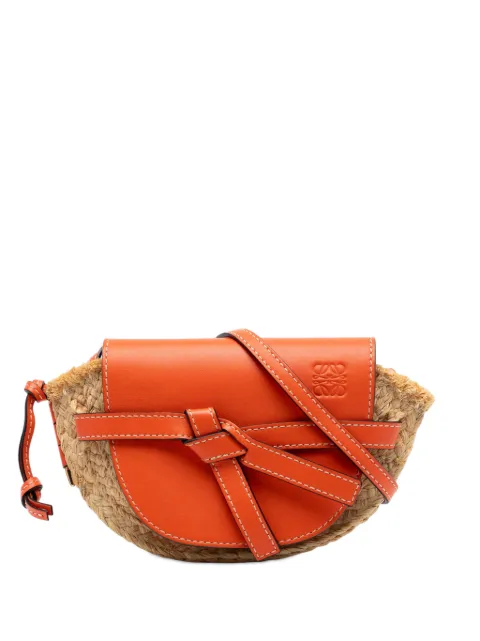 Loewe Pre-Owned 2019 Mini Raffia Gate crossbody bag Orange IZN0E7DDCBMQTRK3
