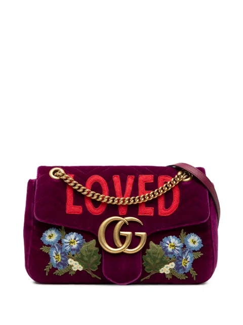 Gucci Pre-Owned 2016-2026 Large GG Marmont Embroidered Matelasse Velvet Loved Flap crossbody bag Purple X4VFS75NESUAJPU7