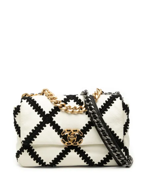 CHANEL Pre-Owned 2020 Medium Crochet Calfskin 19 Flap satchel White AVDMA3T8OJ5Z46HD