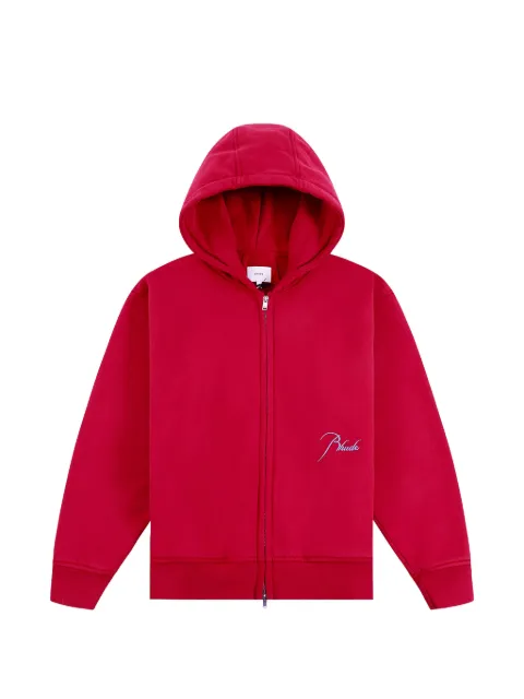 RHUDE Classique 2 logo-embroidered full-zip hoodie Red RHSS26HO11012