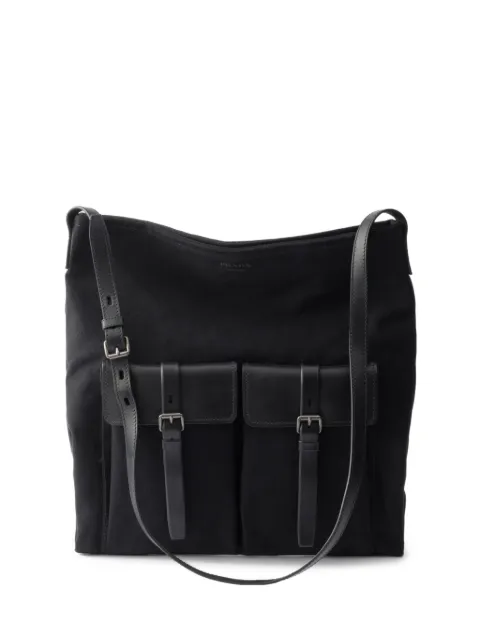Prada Route canvas and leather shoulder bag Black 2VH207VOOO2G6S