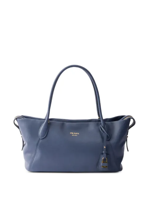 Prada large leather tote bag Blue 1BG661VOOO2HF2
