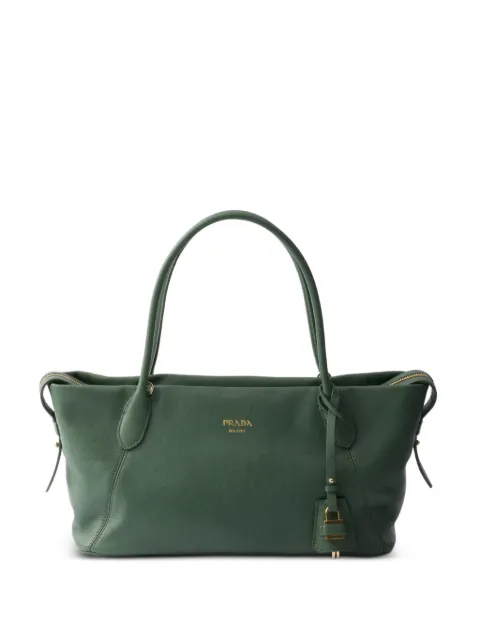 Prada large leather tote bag Green 1BG661VOOO2HF2