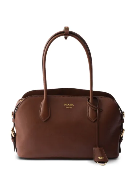Prada signet medium leather tote bag Brown 1BG609VDOO2HF2