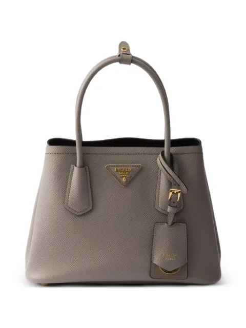 Prada double small Saffiano leather bag Grey 1BG443VXOG2A4A