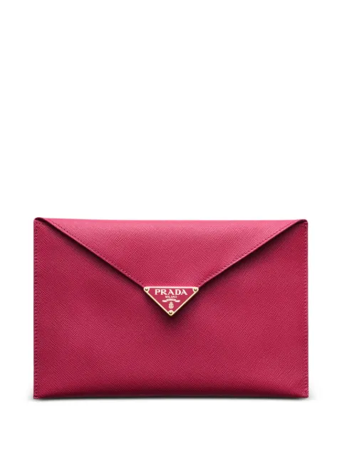 Prada Saffiano leather envelope clutch Pink 1MF0482CLQ
