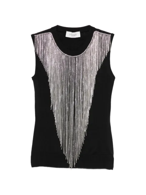 Sportmax Crine crystal-fringe sleeveless top Black 2622366041600