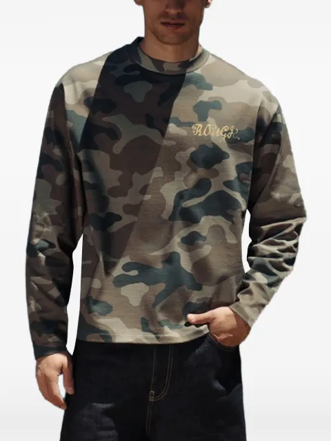 ROUGH. Army camouflage-print long-sleeved T-shirt Green SS26RGH021