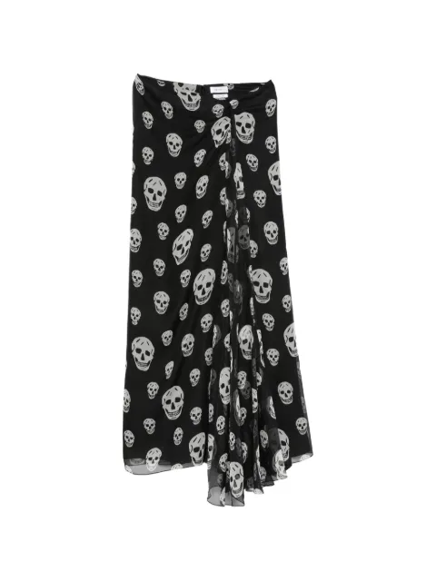 Alexander McQueen skull-print draped maxi skirt Black 876822QDAPZ
