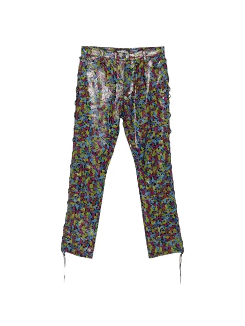 JEREMY SCOTT Pre-Owned 2010s lace-up leather trousers Black JS600BQM