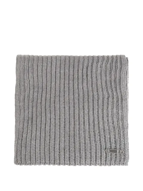 Givenchy logo-plaque ribbed-knit scarf Grey 710011524