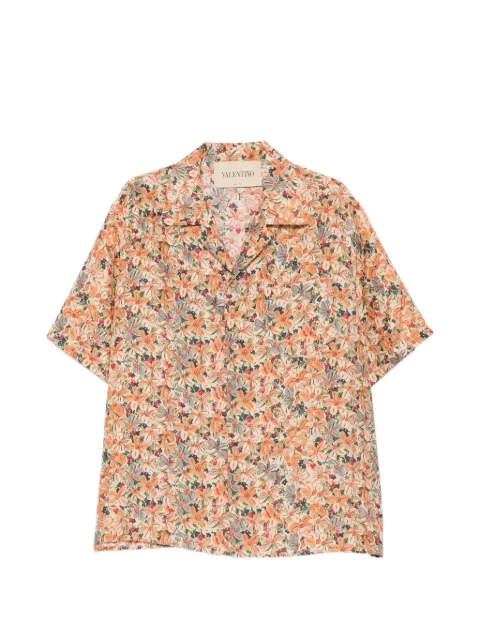 Valentino Garavani floral-print camp-collar button-down silk shirt Neutrals VAA211BJ1