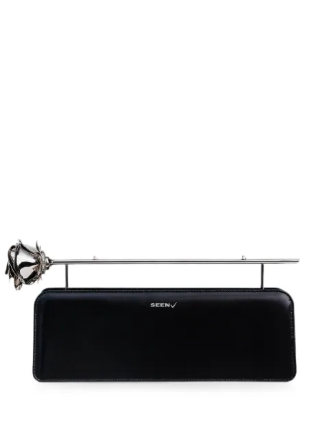 Seen Users Rose 11 floral-detail clutch bag Black SS25SEENBAG01
