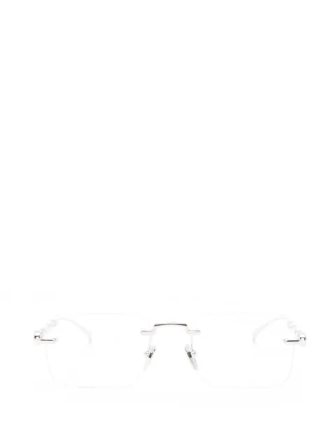 Gucci Eyewear Bamboo-shape rimless rectangle-frame glasses Silver GG2154O