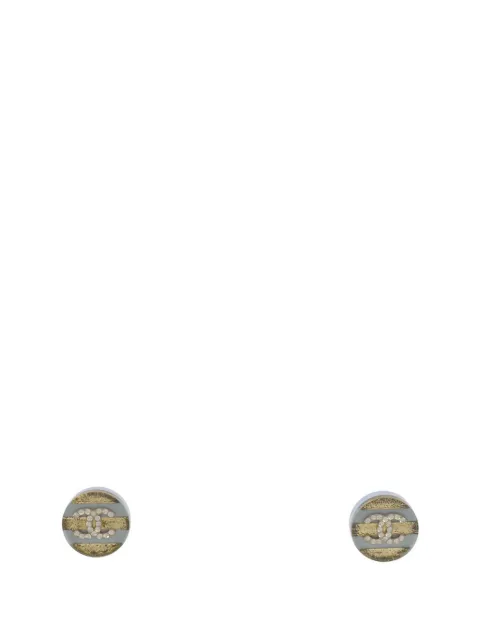 CHANEL Pre-Owned 2013 CC Gold Plated Resin and Strass Striped Push Back Earrings costume earrings Gold HUUVBPA9QG2BSG1W