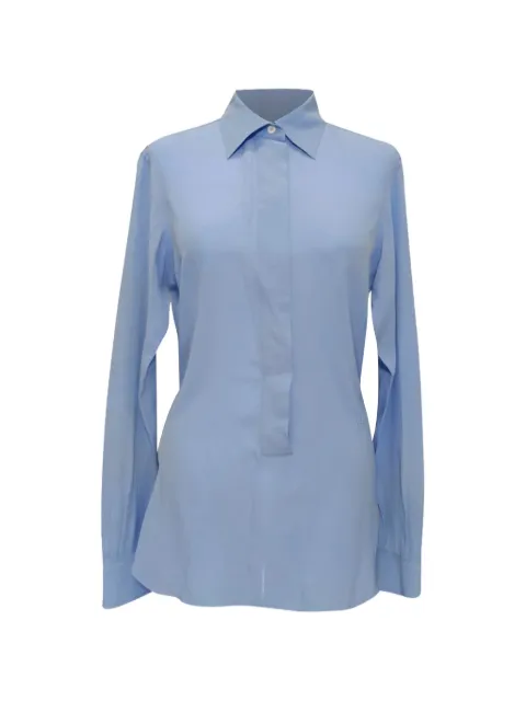 Victoria Beckham Logo-Embroidered blouse Blue RFCPUGBCL745108W