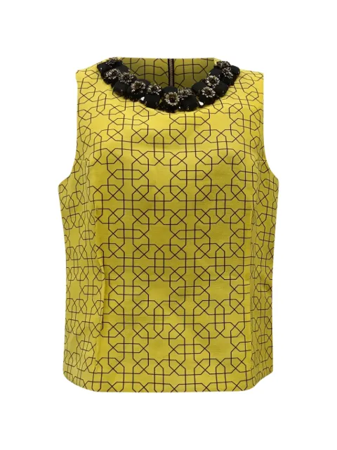 Marni Pre-Owned 2021 embellished geometric-pattern top Yellow RFCPUGBCL741654W