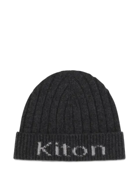 Kiton ribbed-knit logo-intarsia hat Grey UCPL003K0235L03