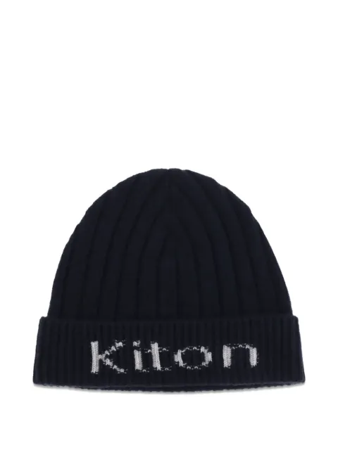 Kiton ribbed-knit cashmere beanie hat Blue UCPL003K0235L02