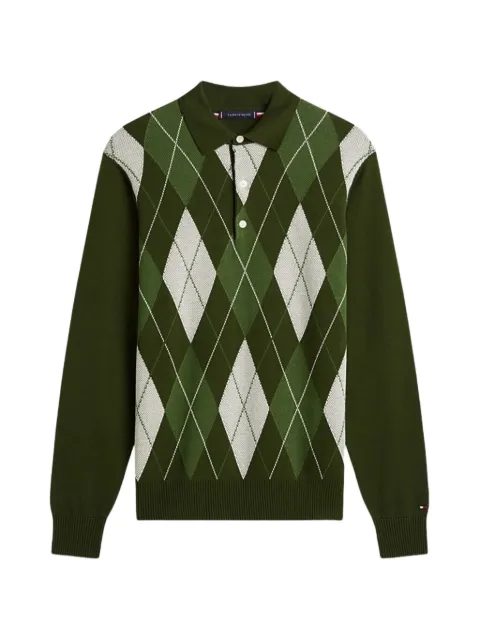 Tommy Hilfiger argyle long-sleeve polo shirt Green MW0MW42614